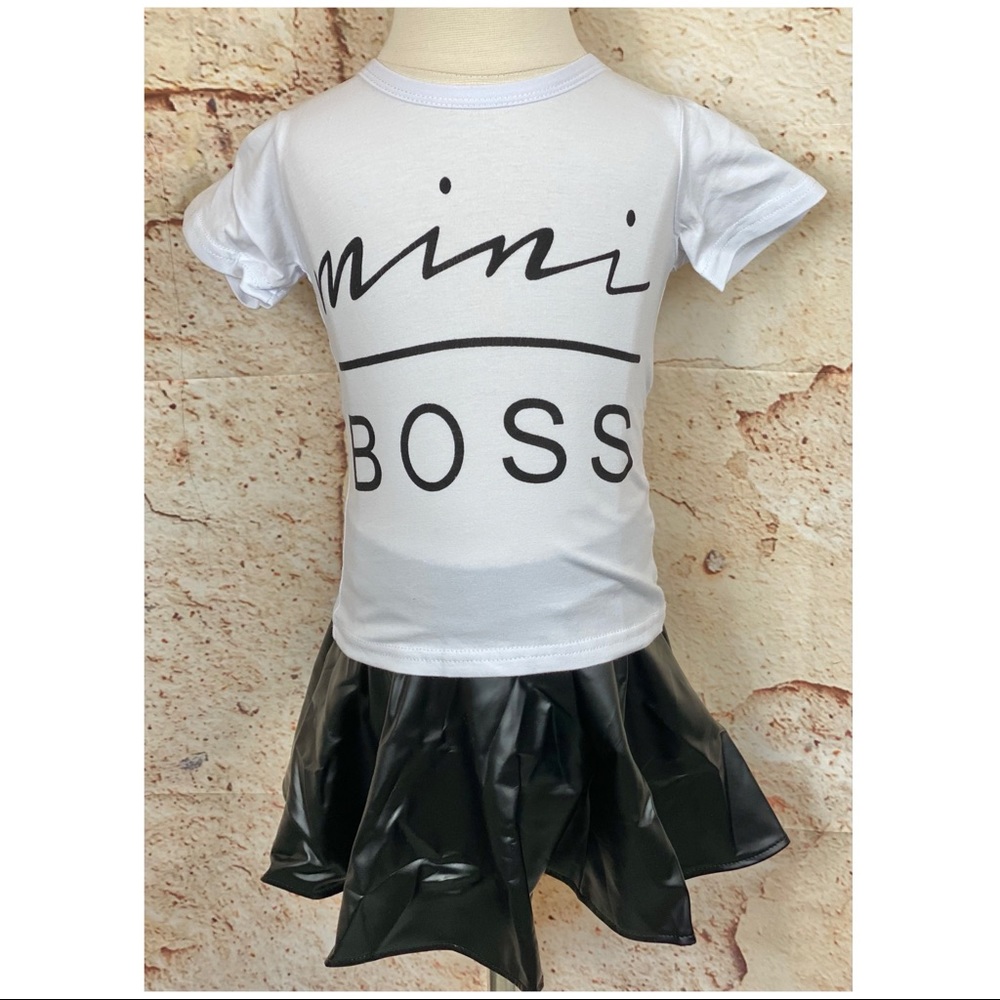 NEW 2 Piece Mini Boss Faux Leather Skirt Set - Picture 3 of 12